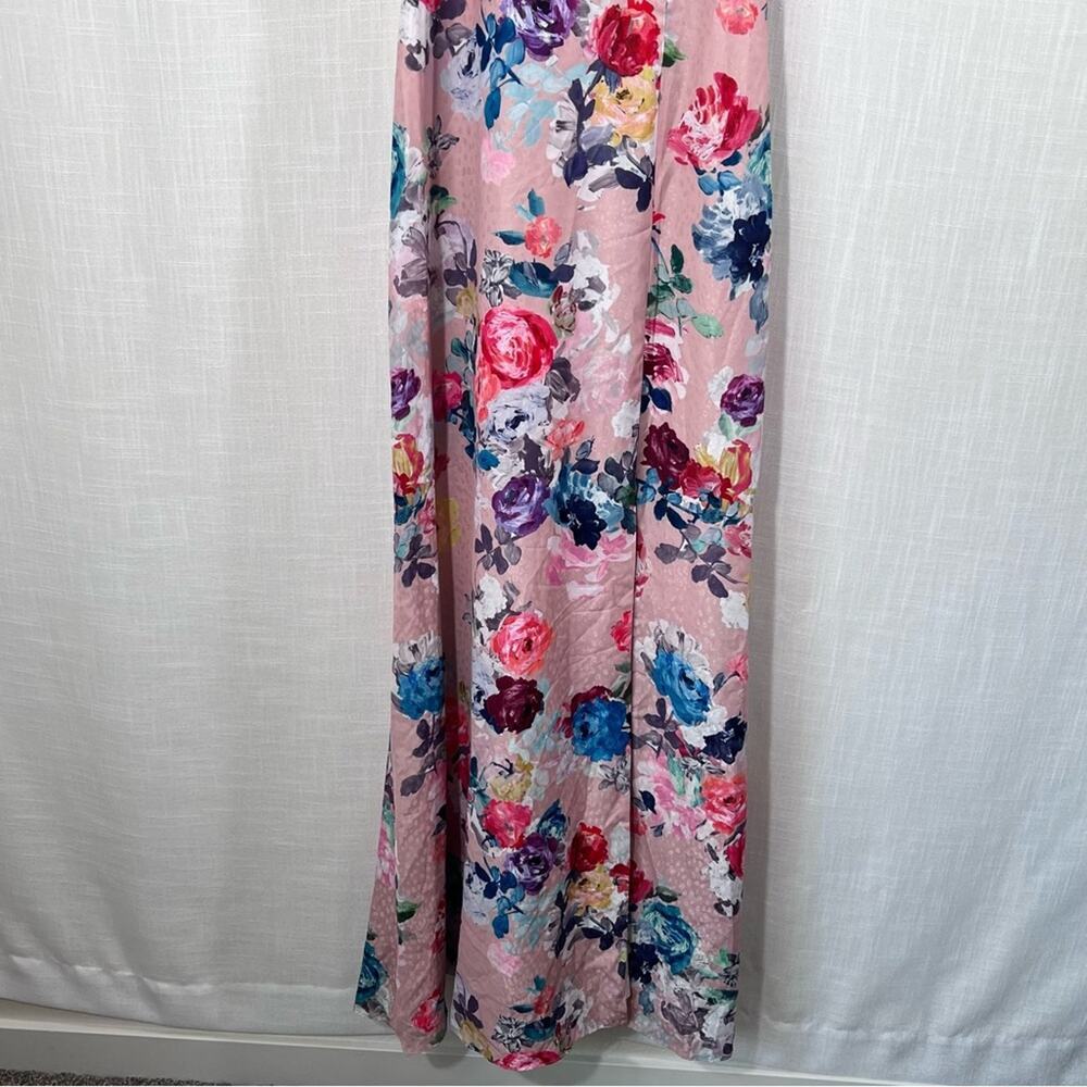 Adrianna Papell Floral Satin Jacquard Halter Event Gown Size 6 - Picture 11 of 16